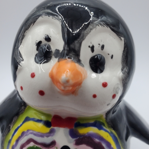 Ceramic Penguin Figurine Artist Piece Multicolored Adorable Paperweight - Picture 8 of 9